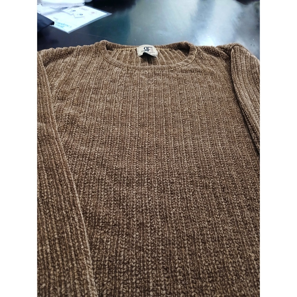 Raffella Sport Womens Brown Ribbed Chenille Pullover Sweater Size Medium